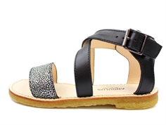 Angulus sandal black leo med spænde